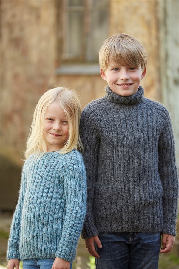 Strikkekit - Ribsweater til brn fra CaMaRose LAMAULD