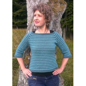 Strikkekit - Stribet raglanbluse
