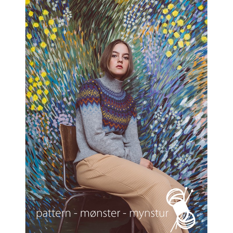 Strikkekit - Retro tr&oslash;je med b&aelig;restykke i flot farvespil - navia